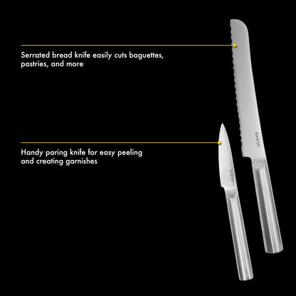 Babish High-Carbon 1.4116 German Steel 15 Piece Full Tang Forged Cutlery Kitchen Knife Block Set - Stainless Steel
