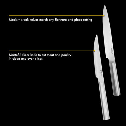 Babish High-Carbon 1.4116 German Steel 15 Piece Full Tang Forged Cutlery Kitchen Knife Block Set - Stainless Steel