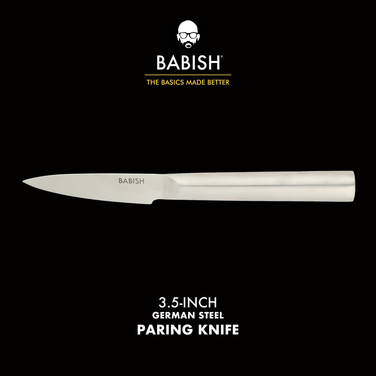 Babish 1.4116 German Stainless Steel Paring Knife – 3.5-Inch Precision Kitchen Knife for Peeling, Trimming & Prep Work, Full-Tang Blade
