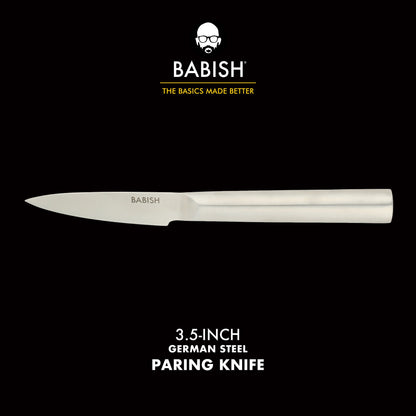 Babish 1.4116 German Stainless Steel Paring Knife – 3.5-Inch Precision Kitchen Knife for Peeling, Trimming & Prep Work, Full-Tang Blade