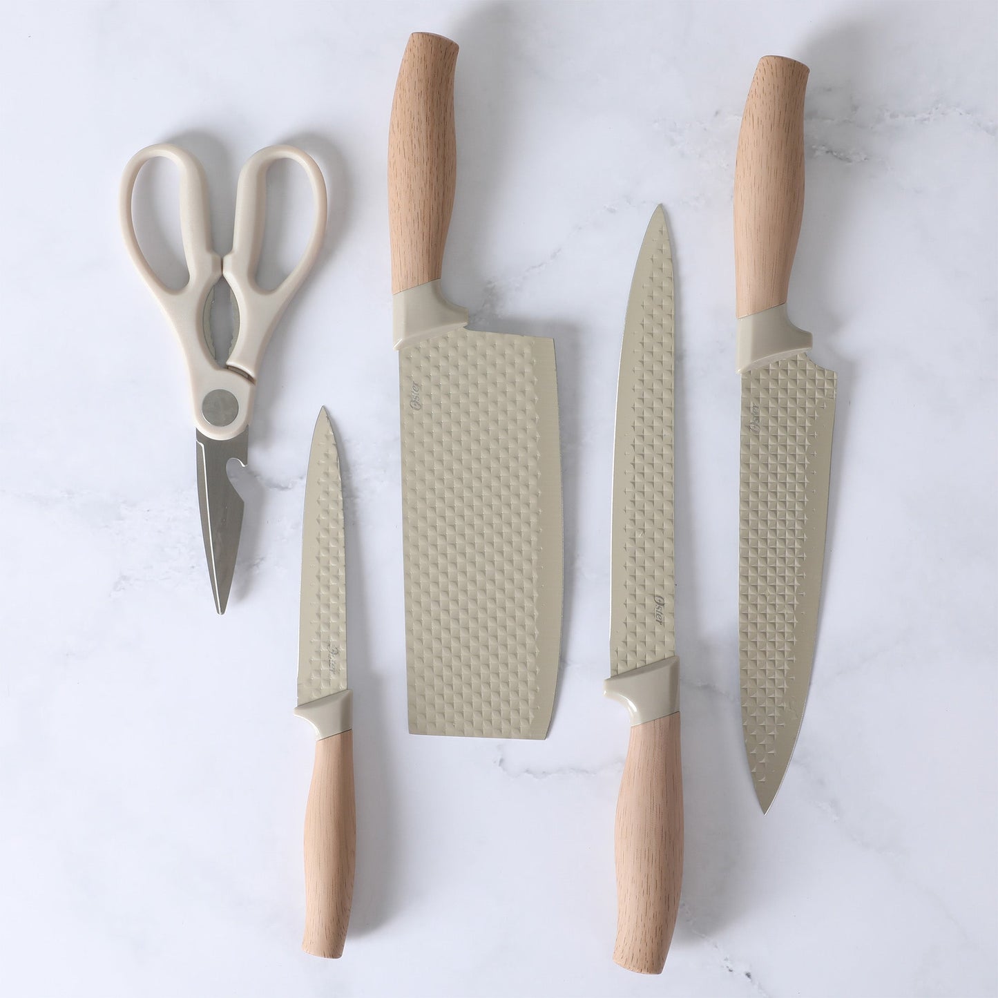 Oster Gunderson 6-Piece Kitchen Knife Block Set. Stainless Steel Kitchen Knife Set