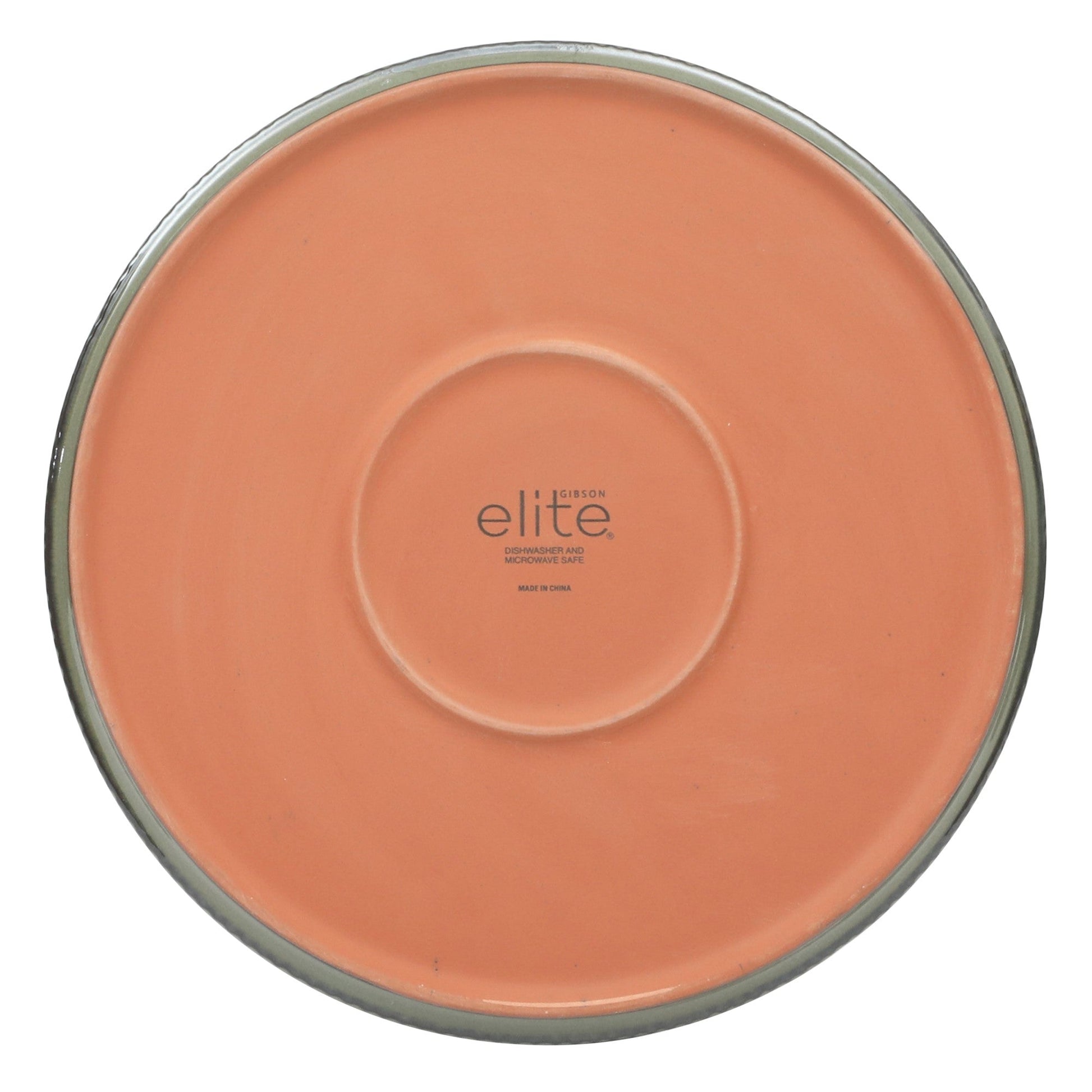 Gibson Elite Townscape 12 Piece (Service for 4) Plates and Bowls Reactive Glaze Embossed Round Dishes Terracotta Dinnerware Set