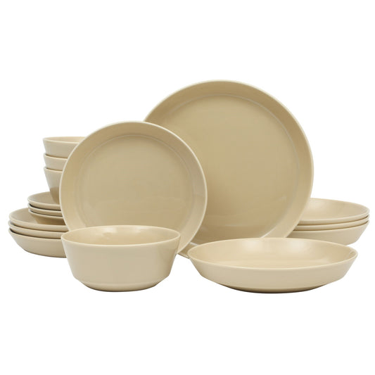Gibson Home Summer Shades 16 Piece Plates and Bowls Dishes Service for 4 Porcelain Dinnerware Set