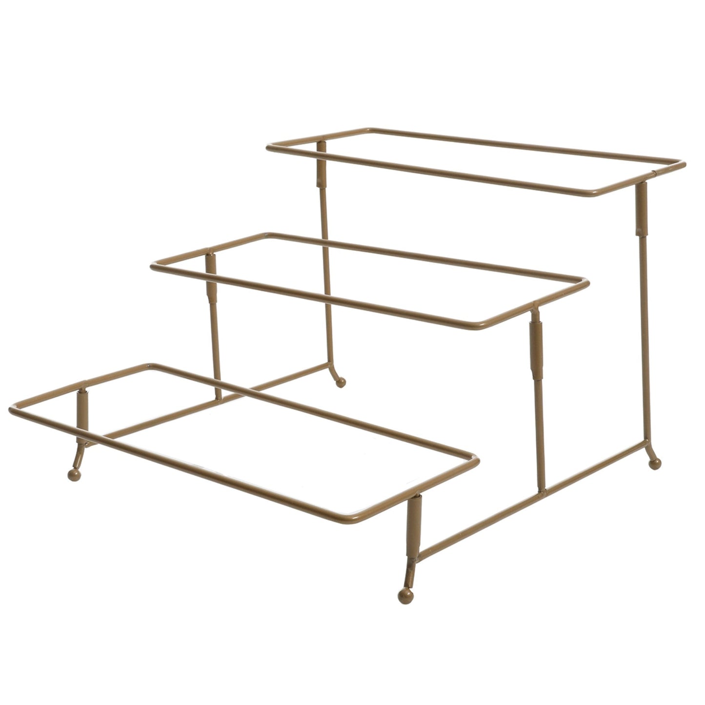 Gibson Home Gracious Dining Dinnerware, 3-Tier Rectangle Plate Serving Set with Gold Metal Stand, White