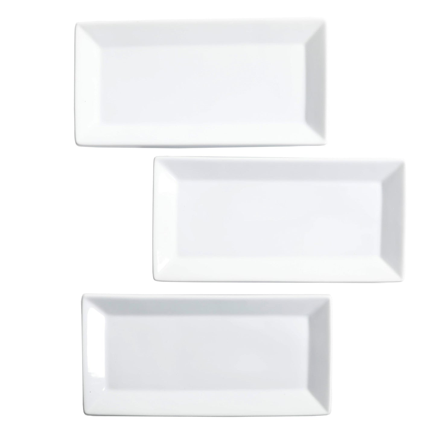 Gibson Home Gracious Dining Dinnerware, 3-Tier Rectangle Plate Serving Set with Gold Metal Stand, White