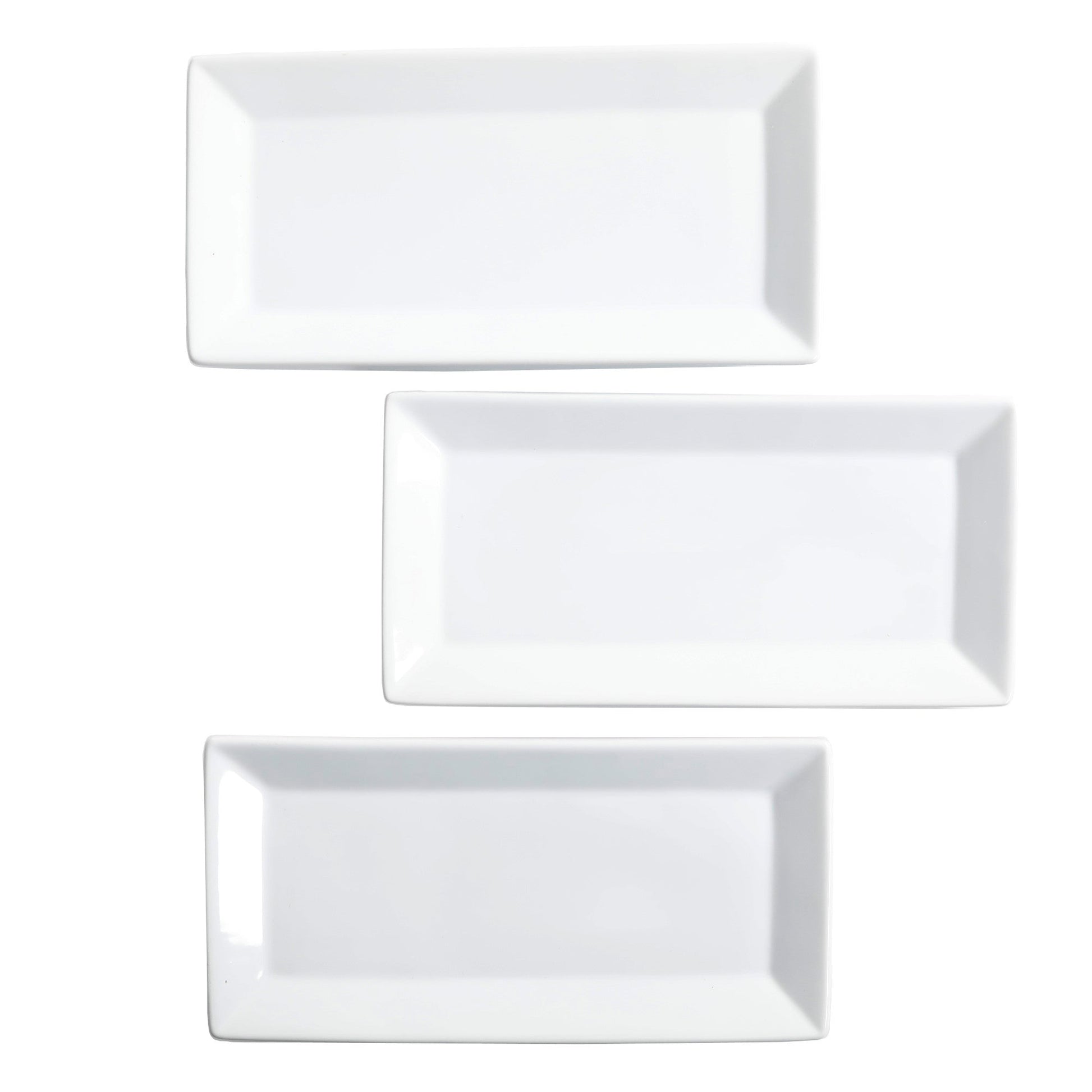 Gibson Home Gracious Dining Dinnerware, 3-Tier Rectangle Plate Serving Set with Gold Metal Stand, White