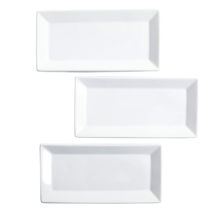Gibson Home Gracious Dining Dinnerware, 3-Tier Rectangle Plate Serving Set with Gold Metal Stand, White