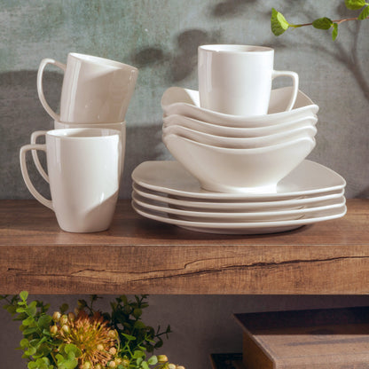 Gibson Home Zen Buffet (Service for 8) 24 Piece Plates and Bowls Porcelain Solid Color Dishes  Ceramic Dinnerware Set - White