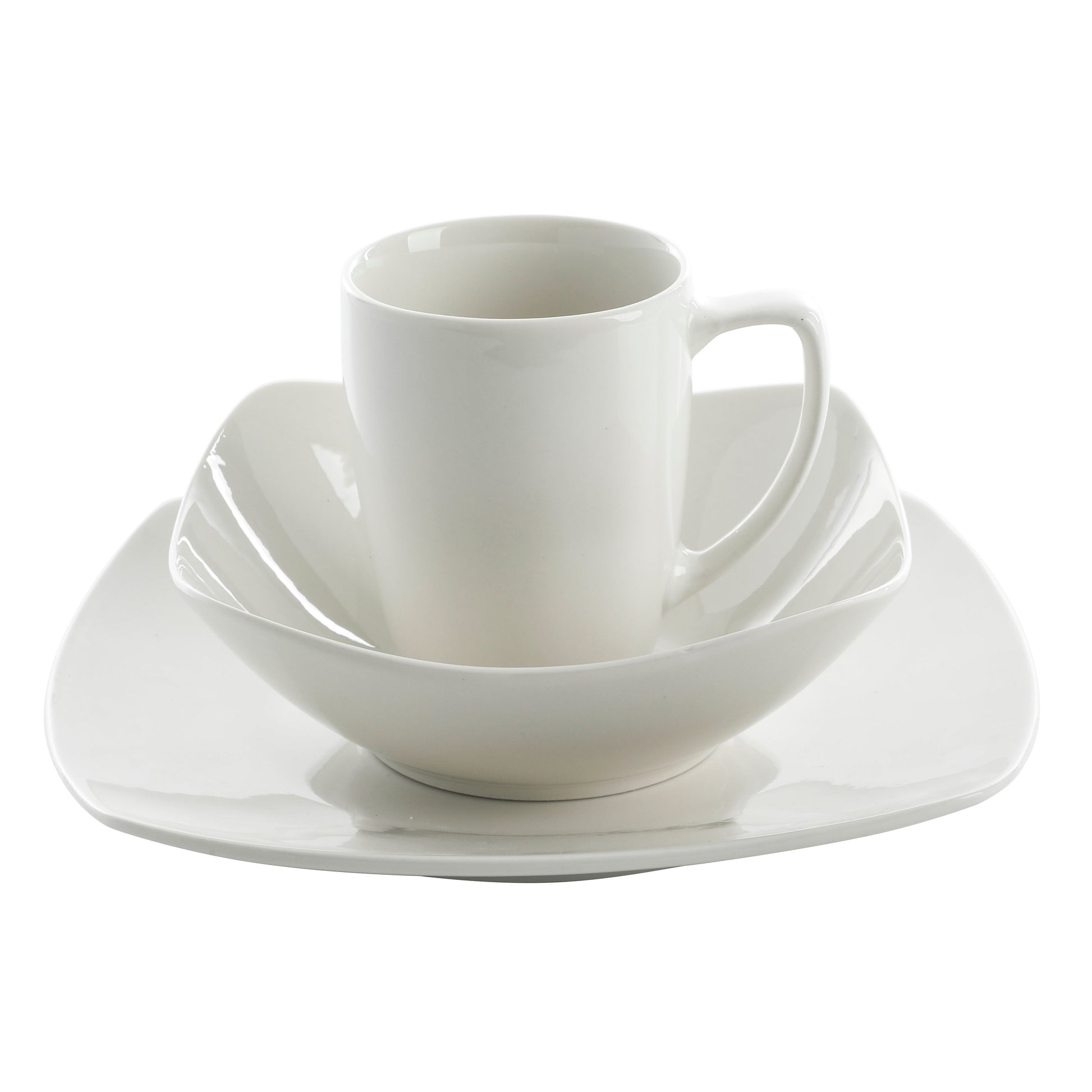 Gibson Home Zen Buffet (Service for 8) 24 Piece Plates and Bowls Porcelain Solid Color Dishes  Ceramic Dinnerware Set - White