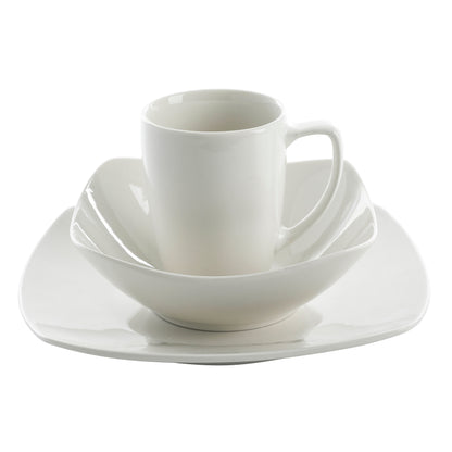 Gibson Home Zen Buffet (Service for 8) 24 Piece Plates and Bowls Porcelain Solid Color Dishes  Ceramic Dinnerware Set - White