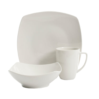 Gibson Home Zen Buffet (Service for 8) 24 Piece Plates and Bowls Porcelain Solid Color Dishes  Ceramic Dinnerware Set - White