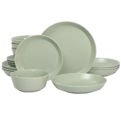 Gibson Home Summer Shades 16 Piece Plates and Bowls Dishes Service for 4 Porcelain Dinnerware Set