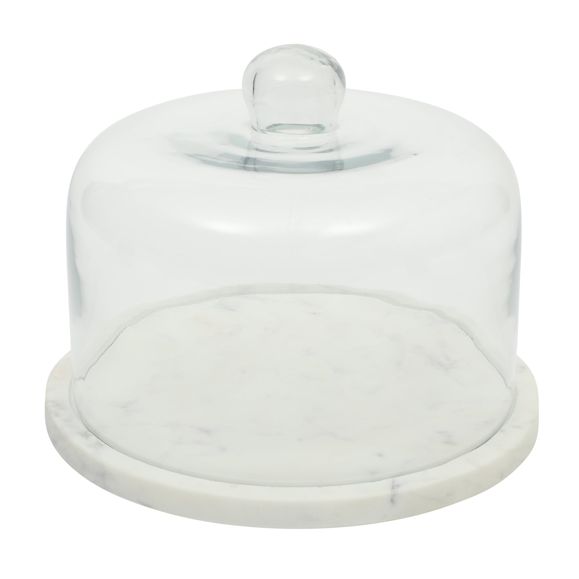 Gibson Elite Ridgehaven 11" Marble Cake Stand, Serving Platter, Charcuterie Board, and Center Piece Home Décor With Glass Lid