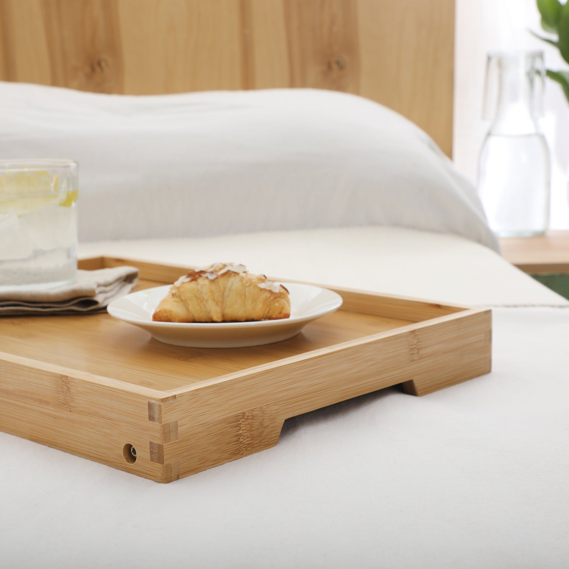 Gibson Home Continental Corner Bamboo Bed Tray with Folding Legs, for Breakfast, Eating, Working, Laptop, Foldable Serving
