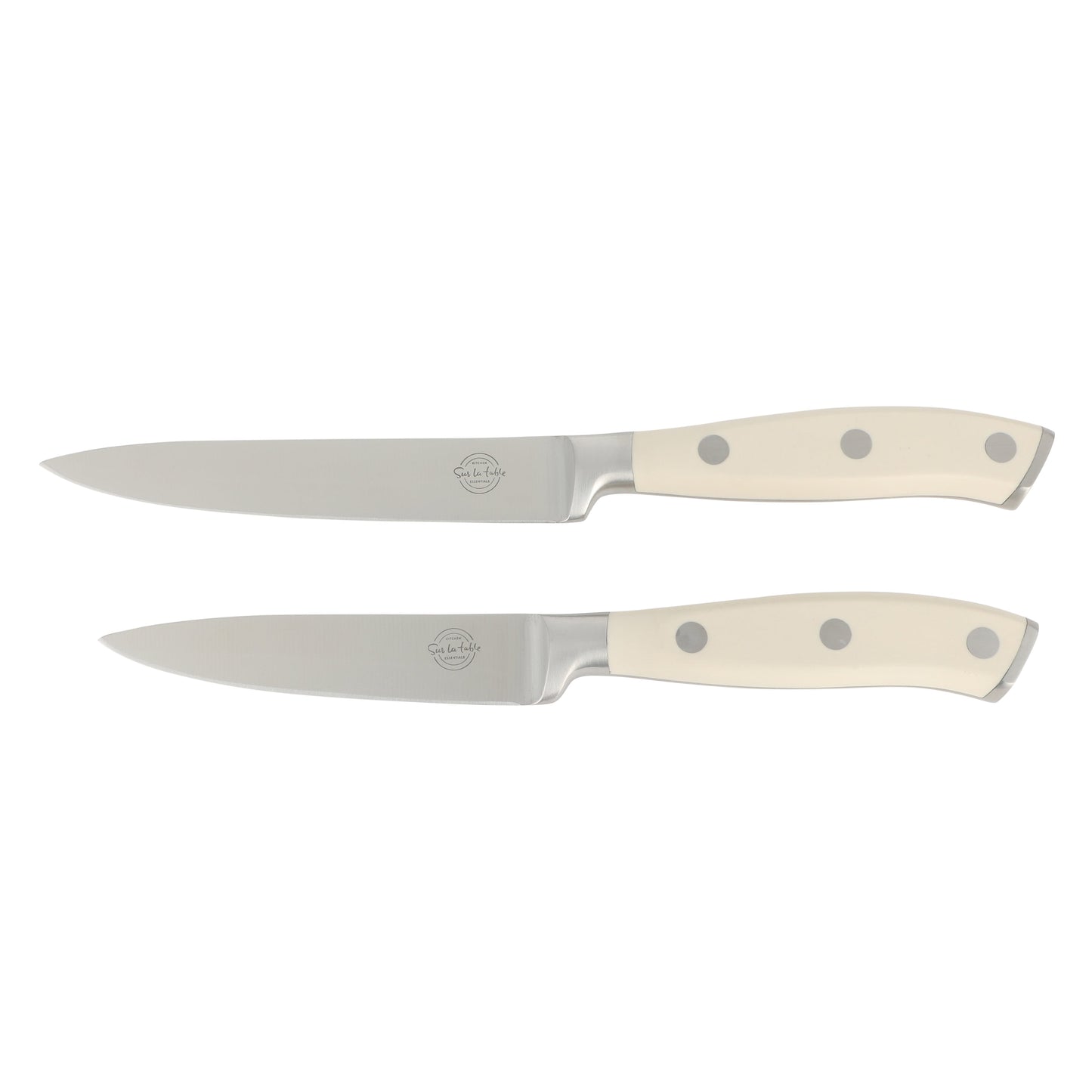 Sur La Table Kitchen Essentials Tasting Kitchen High-Carbon German Steel 7 Piece Full Tang Forged Cutlery Knife Block Set - W/ Ashwood Block