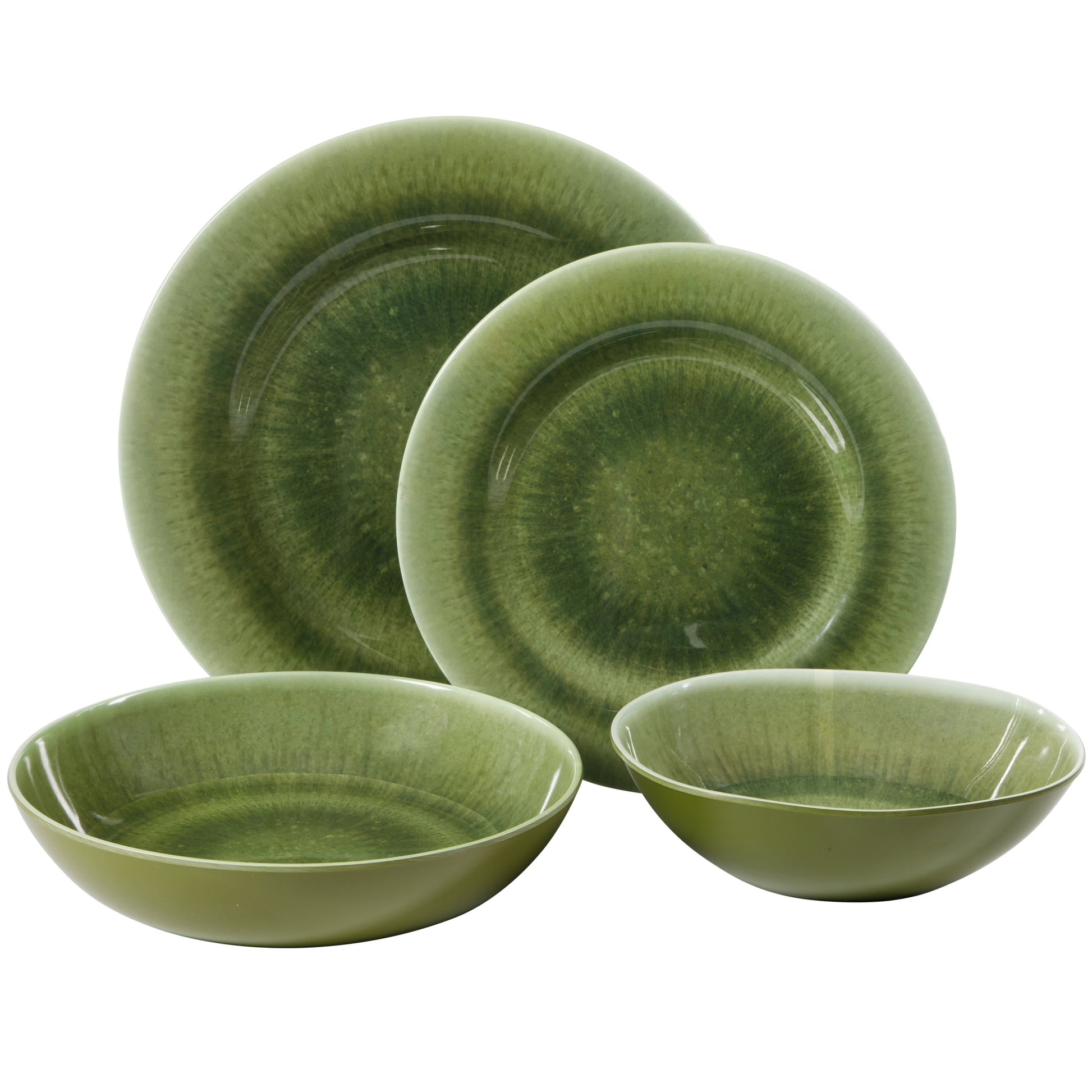 Gibson Home Casper Court 16-Piece Melamine Dinnerware Set – Reactive Glaze Look Plates and Bowls, Service for 4 – Top Rack Dishwasher Safe Everyday Dining Set