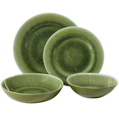 Gibson Home Casper Court 16-Piece Melamine Dinnerware Set – Reactive Glaze Look Plates and Bowls, Service for 4 – Top Rack Dishwasher Safe Everyday Dining Set