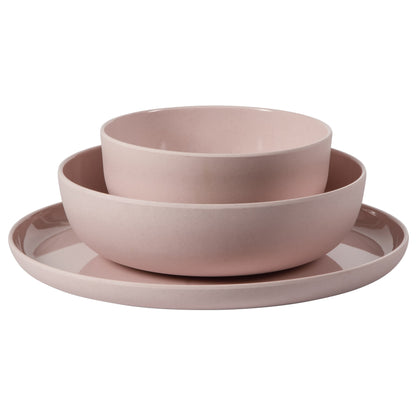 Gibson Home Candy Skies 12 Piece Unbreakable Wheat Straw Melamine Plates and Bowls Dinnerware Set - Outdoor, Camping, & Everyday Use - Matte Exterior/Shiny Interior