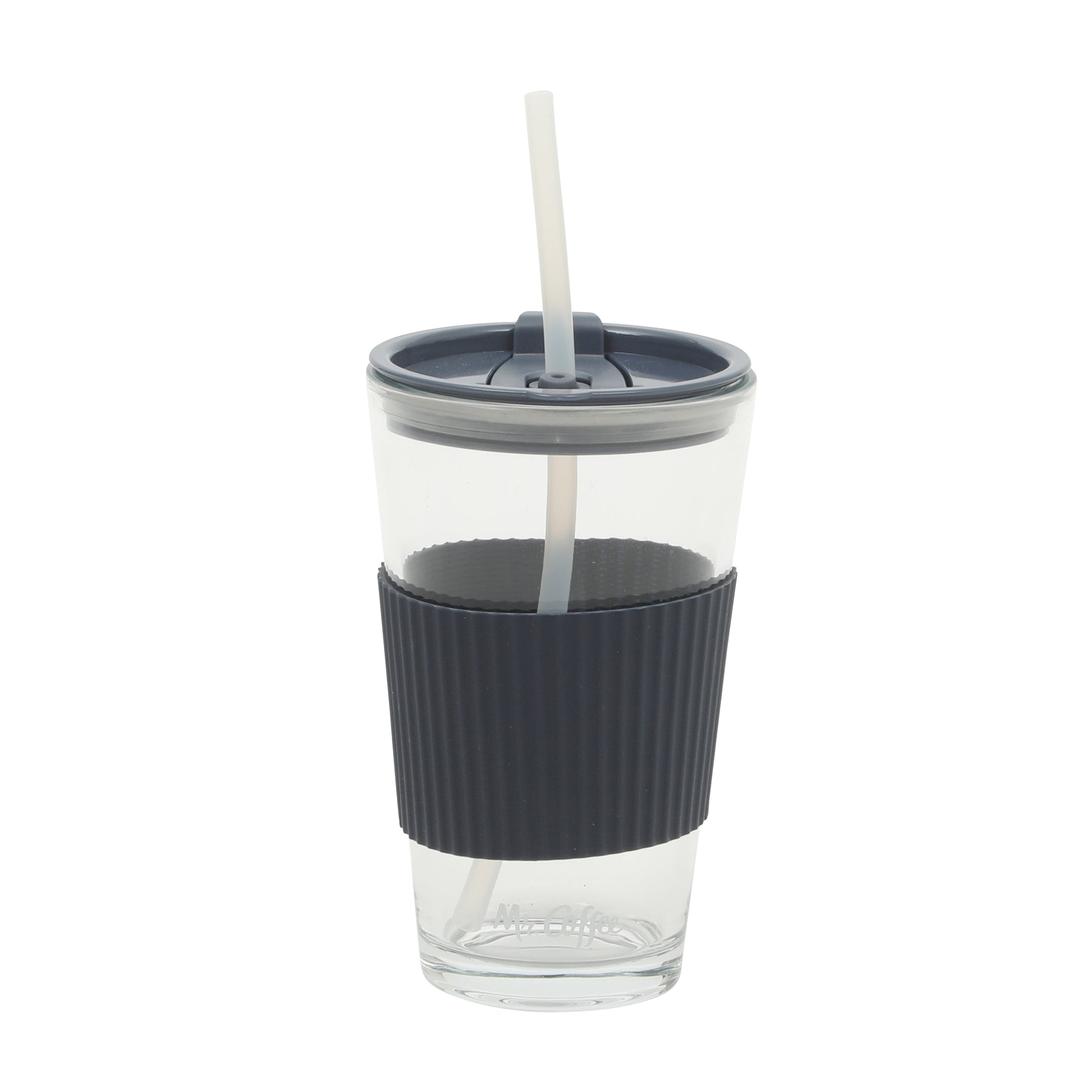 Mr. Coffee Sip Savvy 4-Pack 15oz Glass Tumblers with Lids and Straws – Reusable Iced Coffee Cups – Dishwasher Safe – To-Go Drinkware Water Glasses