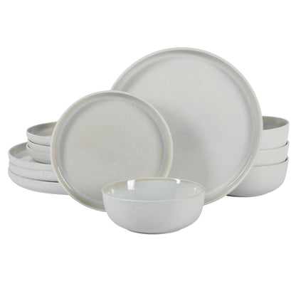 Gibson Elite Tahoe Sunset 12 Piece Stoneware Reactive Glaze (Service for 4) Ceramic Plates and Bowls Dinnerware Set