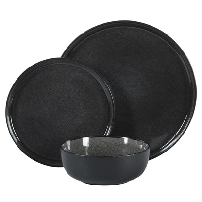 Gibson Elite Tahoe Sunset 12 Piece Stoneware Reactive Glaze (Service for 4) Ceramic Plates and Bowls Dinnerware Set