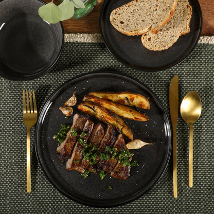 Gibson Elite Tahoe Sunset 12 Piece Stoneware Reactive Glaze (Service for 4) Ceramic Plates and Bowls Dinnerware Set