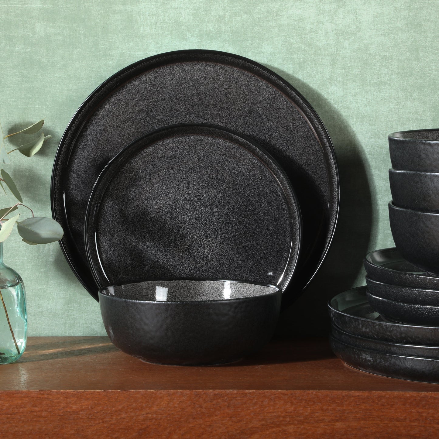 Gibson Elite Tahoe Sunset 12 Piece Stoneware Reactive Glaze (Service for 4) Ceramic Plates and Bowls Dinnerware Set