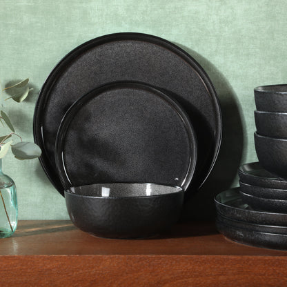 Gibson Elite Tahoe Sunset 12 Piece Stoneware Reactive Glaze (Service for 4) Ceramic Plates and Bowls Dinnerware Set