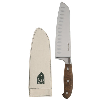 Bloomhouse 7 Inch German Steel Santoku Knife W/ Walnut Wood Forged Handle