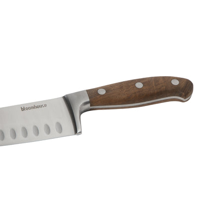 Bloomhouse 7 Inch German Steel Santoku Knife W/ Walnut Wood Forged Handle
