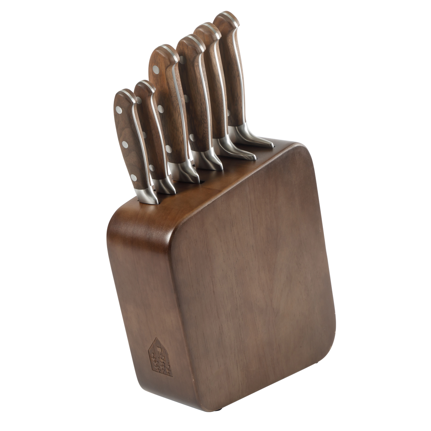 Bloomhouse 7 Piece Italian Olive Wood Knife Block Set w/ German Forged Steel Knives