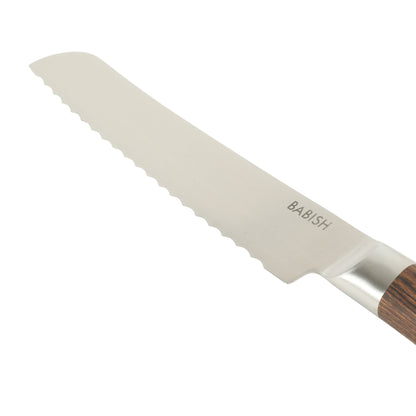 Babish 8-Inch Bread Knife – High-Carbon 1.4116 German Steel Serrated Knife with Pakka Wood Handle, Full-Tang Razor Sharp Kitchen Knife for Slicing Bread, Crusting & Artisan Loaves