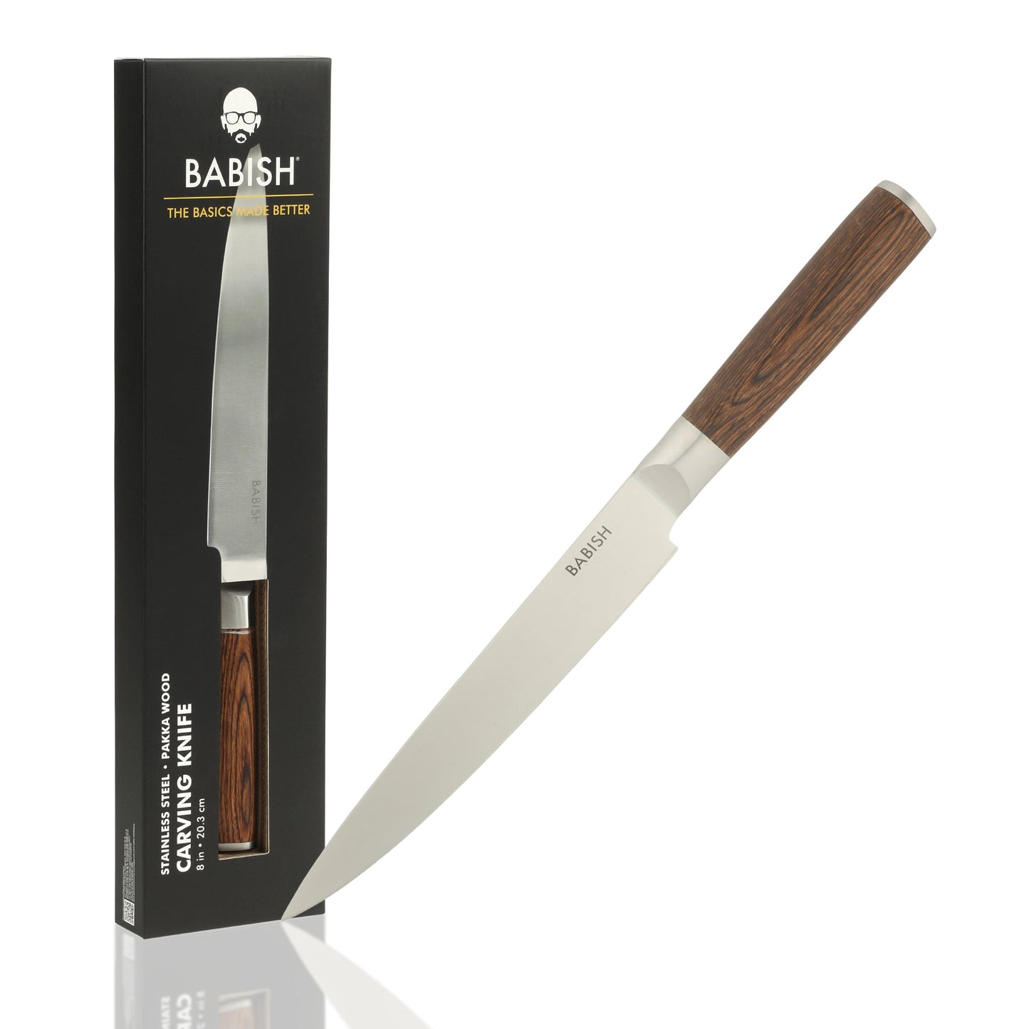 Babish 8-Inch Carving Knife – High-Carbon 1.4116 German Steel Slicing Knife with Dark Pakka Wood Handle, Full-Tang Razor Sharp Blade for Carving Meat, Turkey, Roast & BBQ