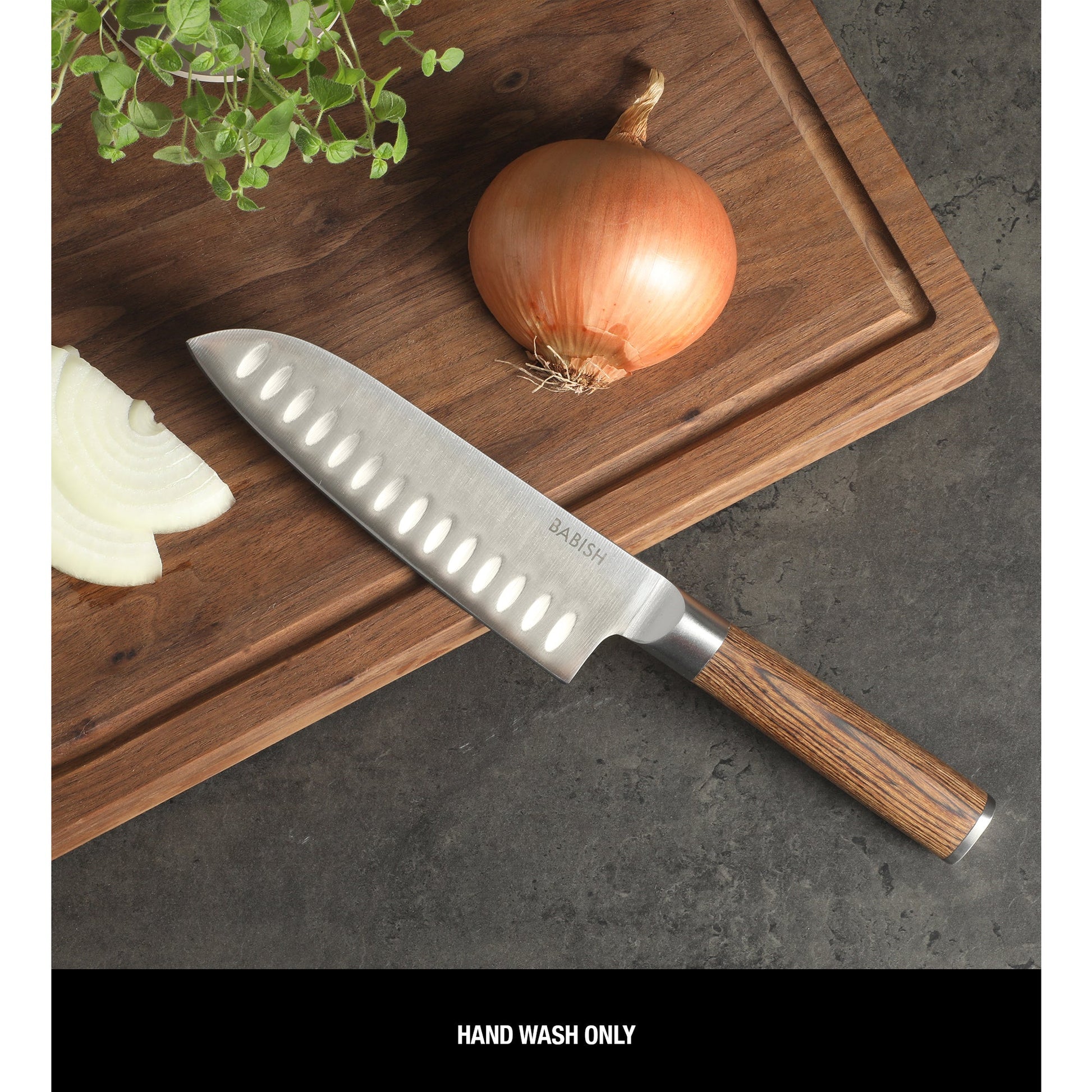 Babish 6.5-Inch Santoku Knife – High-Carbon 1.4116 German Steel Kitchen Knife with Pakka Wood Handle, Full-Tang Razor Sharp Blade for Chopping, Slicing, Dicing & Precision Prep