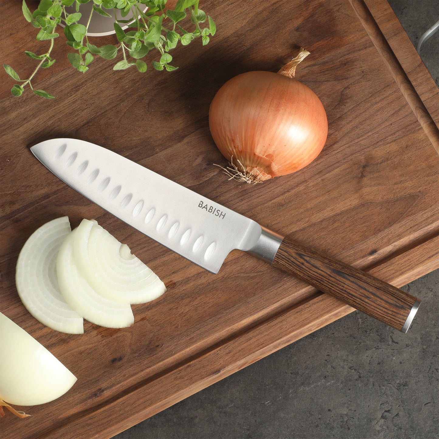 Babish 6.5-Inch Santoku Knife – High-Carbon 1.4116 German Steel Kitchen Knife with Pakka Wood Handle, Full-Tang Razor Sharp Blade for Chopping, Slicing, Dicing & Precision Prep