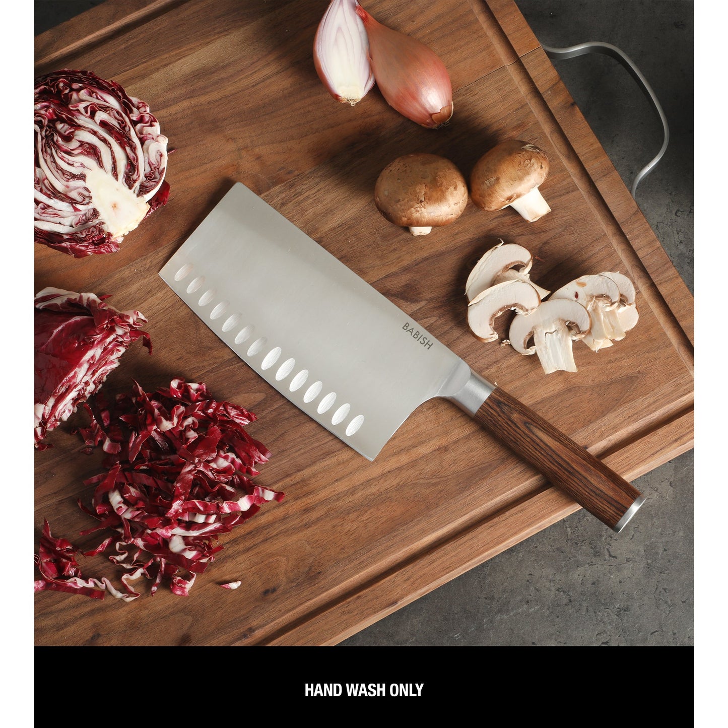 Babish 6.5-Inch Forged Cleaver Knife with Pakka Wood Handle – High-Carbon 1.4116 German Steel Full Tang Kitchen Knife for Heavy-Duty Chopping and Slicing