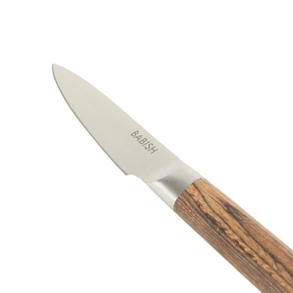 Babish 1.4116 German Stainless Steel Paring Knife with Pakka Wood Handle – 3.5-Inch Precision Kitchen Knife for Peeling, Trimming & Prep Work, Full-Tang Blade