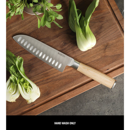 Babish 6.5-Inch Santoku Knife – High-Carbon 1.4116 German Steel Kitchen Knife with Pakka Wood Handle, Full-Tang Razor Sharp Blade for Chopping, Slicing, Dicing & Precision Prep
