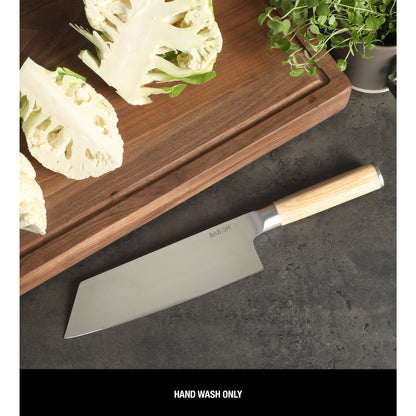 Babish 7.5-Inch Clef Knife – High-Carbon 1.4116 German Steel Kitchen Knife with Pakka Wood Handle, Chef & Cleaver Hybrid for Chopping, Slicing & Prep, Full-Tang, Razor Sharp, Ergonomic Design