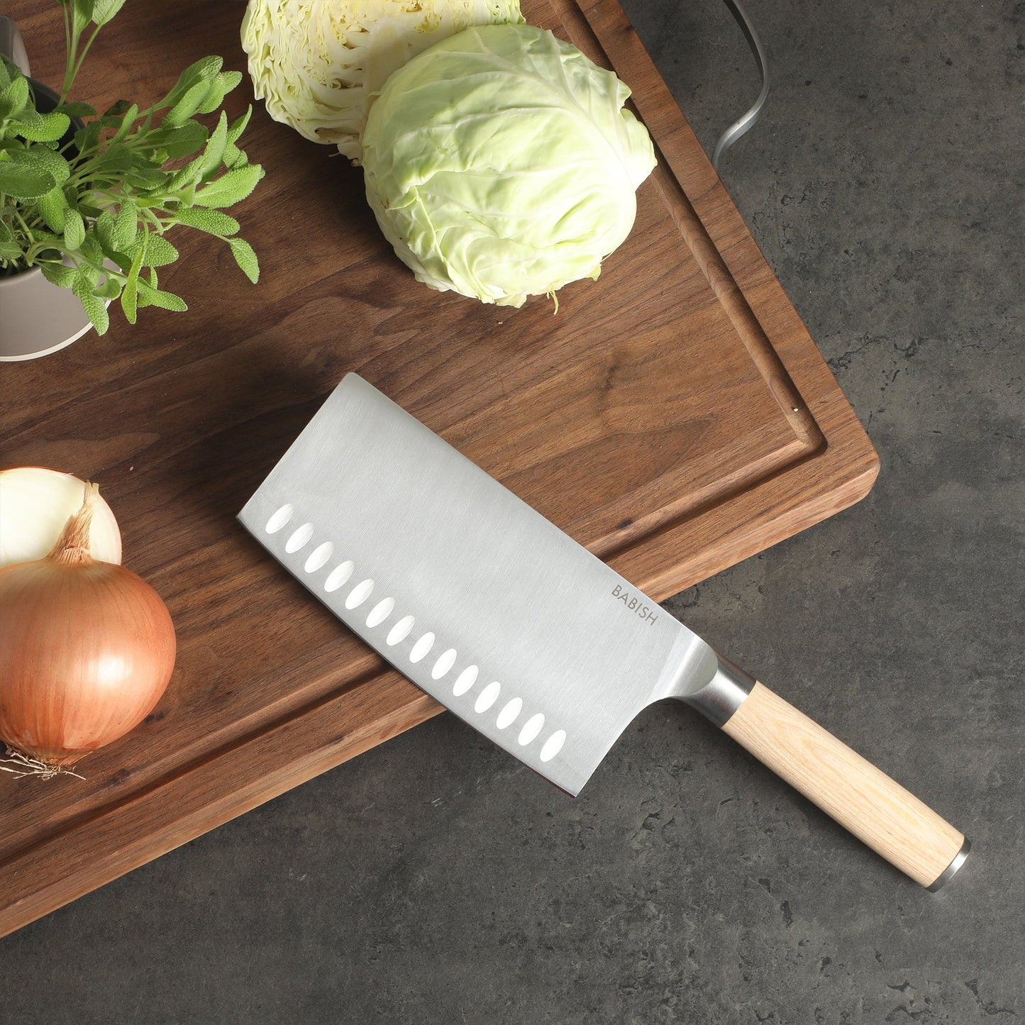 Babish 6.5-Inch Forged Cleaver Knife with Pakka Wood Handle – High-Carbon 1.4116 German Steel Full Tang Kitchen Knife for Heavy-Duty Chopping and Slicing