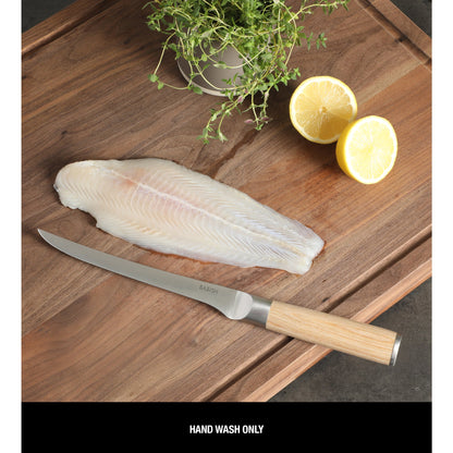 Babish 1.4116 German Stainless Steel Boning & Fillet Knife with Pakka Wood Handle – 6-Inch Full-Tang Flexible Kitchen Knife for Meat, Poultry, Fish & Precision Butchering