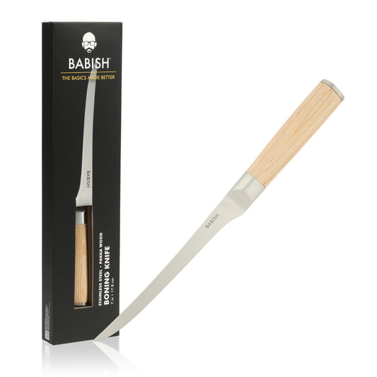 Babish 1.4116 German Stainless Steel Boning & Fillet Knife with Pakka Wood Handle – 6-Inch Full-Tang Flexible Kitchen Knife for Meat, Poultry, Fish & Precision Butchering