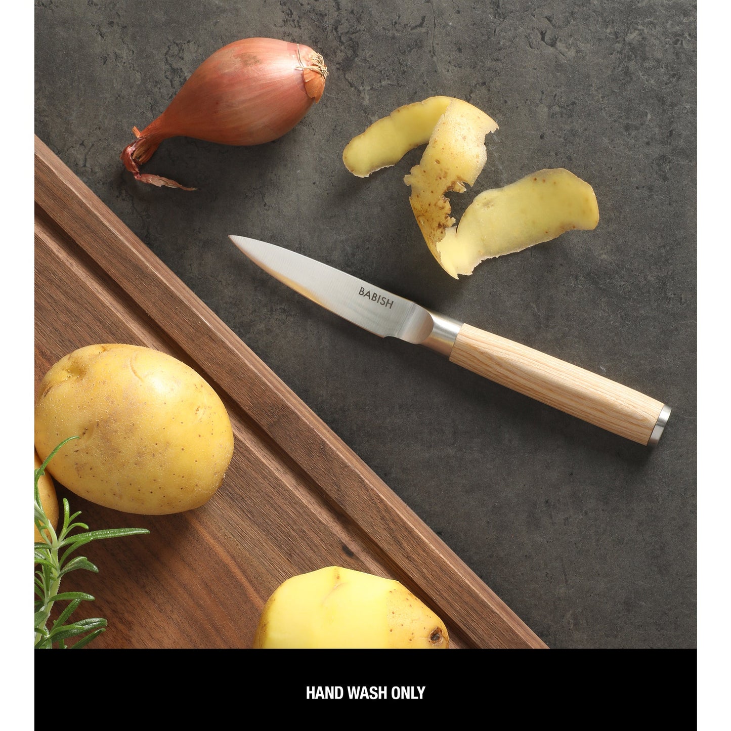 Babish 1.4116 German Stainless Steel Paring Knife with Pakka Wood Handle – 3.5-Inch Precision Kitchen Knife for Peeling, Trimming & Prep Work, Full-Tang Blade