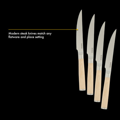 Babish 4-Piece 1.4116 German Stainless Steel Steak Knife Set with Pakka Wood Handles – Full-Tang Steak Knives for Dining, Entertaining & Everyday Table Use