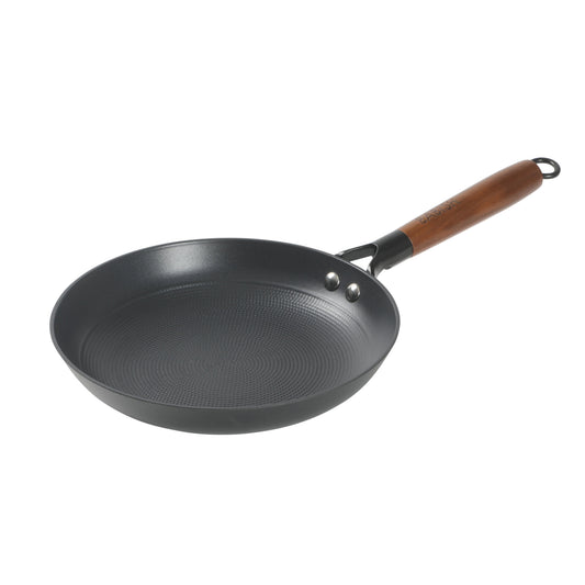 Babish 9.5 Inch/11 Inch Cast Iron Skillet with Wooden Handle, Pre-Seasoned Nonstick Pan with Honeycomb Cooking Surface, Induction Oven Safe Skillet