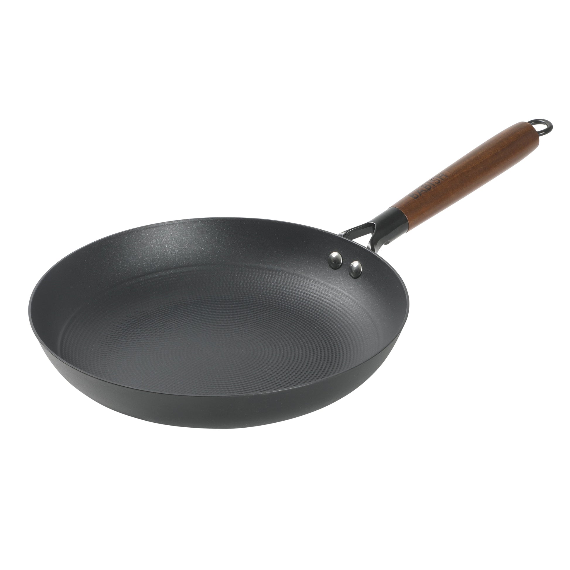 Babish 9.5 Inch/11 Inch Cast Iron Skillet with Wooden Handle, Pre-Seasoned Nonstick Pan with Honeycomb Cooking Surface, Induction Oven Safe Skillet