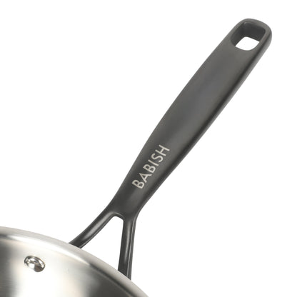 Babish Tri-Ply Stainless Steel 10-Inch Frying Pan With Black Handle – Professional Grade Skillet for Searing, Sautéing & Everyday Cooking