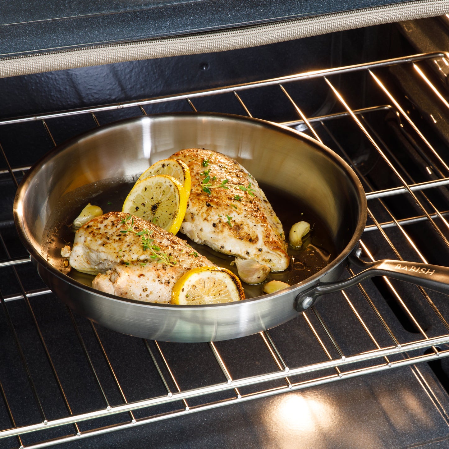 Babish Tri-Ply Stainless Steel 10-Inch Frying Pan With Black Handle – Professional Grade Skillet for Searing, Sautéing & Everyday Cooking