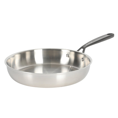 Babish Tri-Ply Stainless Steel 10-Inch Frying Pan With Black Handle – Professional Grade Skillet for Searing, Sautéing & Everyday Cooking