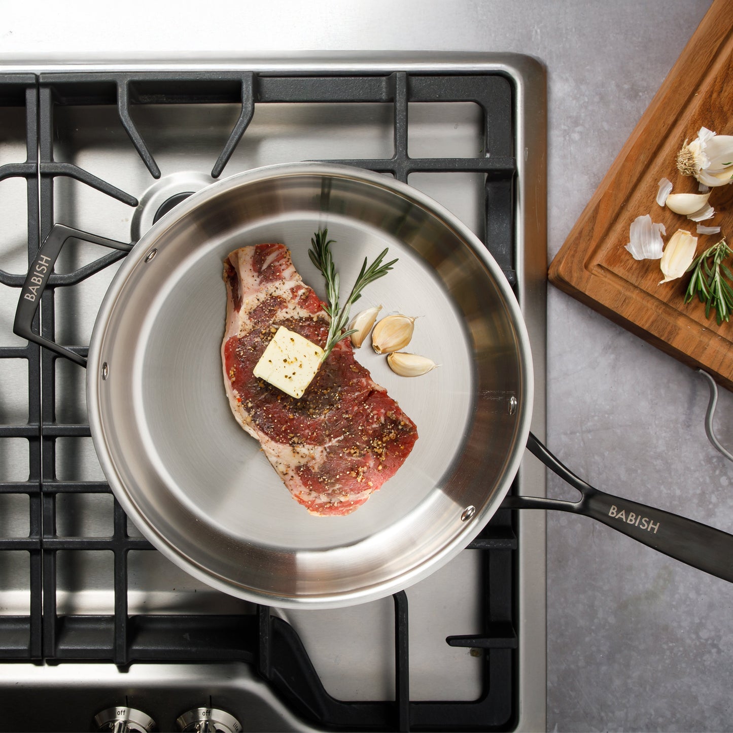Babish 5-Qt Stainless Steel Sauté Pan with Lid – Heavy Duty Nonstick-Ready, Oven & Induction Safe, Everyday Kitchen Cookware